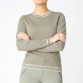 PS of Sweden Khaki Green Silvia Long Sleeve Knit Sweater