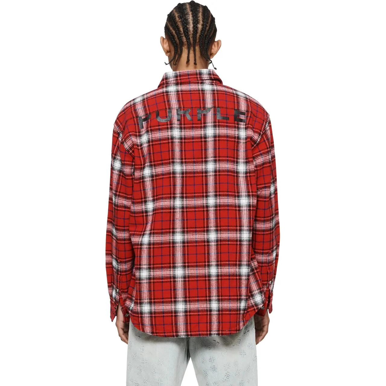 Purple Brand Plaid Shirt Red Overdyed Red