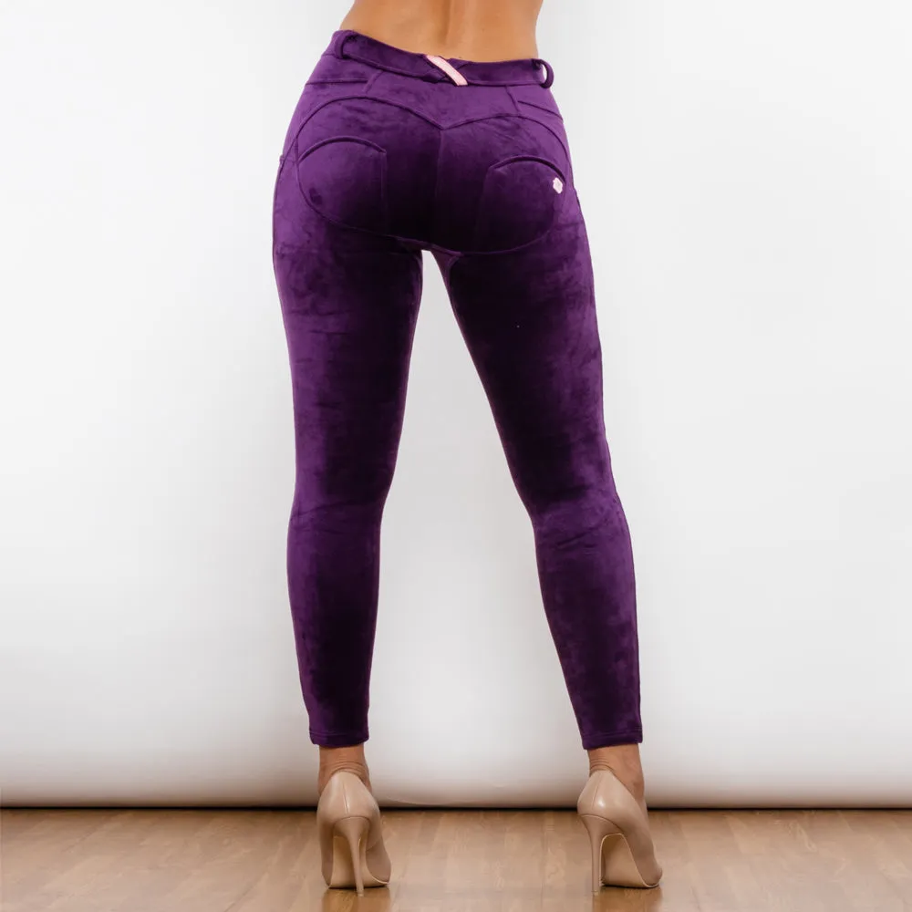 Purple Chenille Middle Waist Lifting Leggings