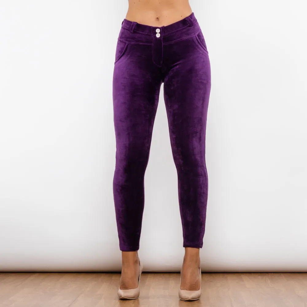 Purple Chenille Middle Waist Lifting Leggings