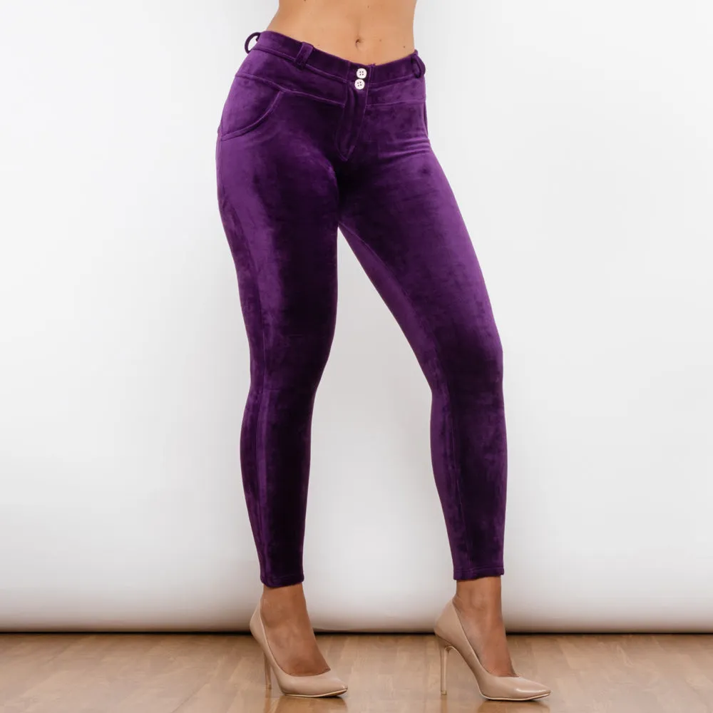 Purple Chenille Middle Waist Lifting Leggings