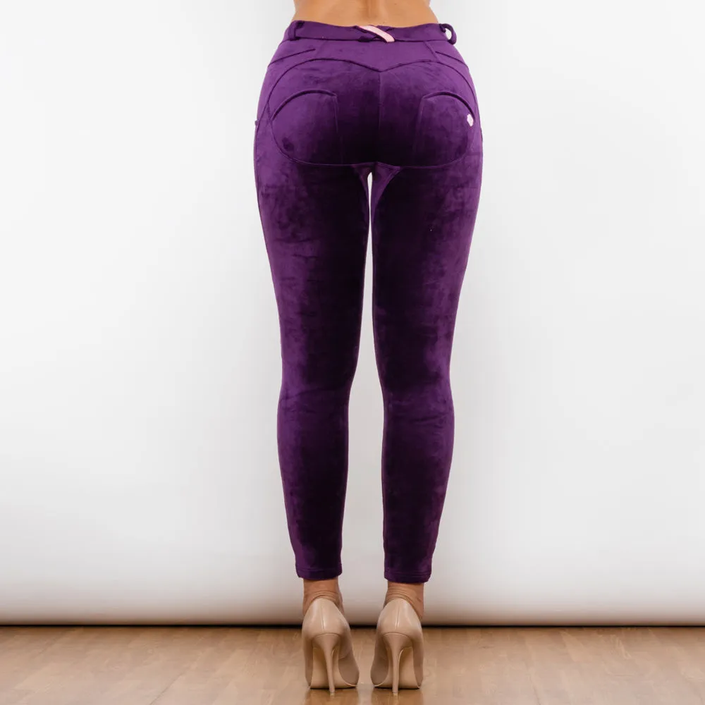 Purple Chenille Middle Waist Lifting Leggings