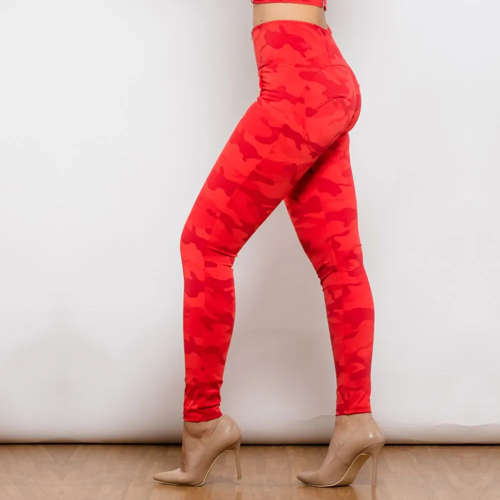 Red Camo Printed Hight Waist Pants