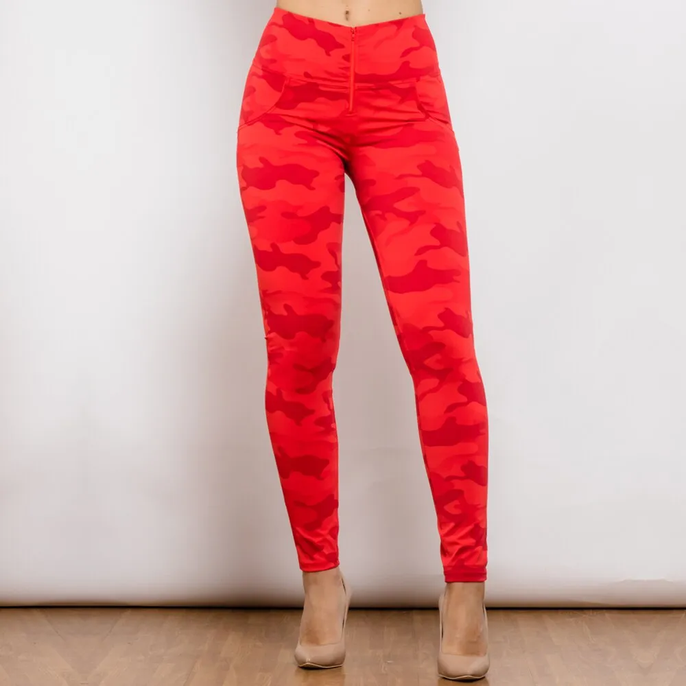 Red Camo Printed Hight Waist Pants