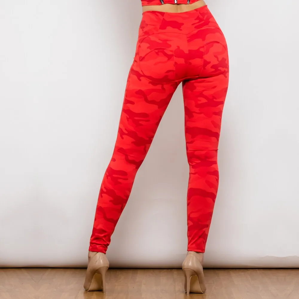 Red Camo Printed Hight Waist Pants