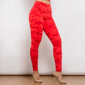 Red Camo Printed Hight Waist Pants