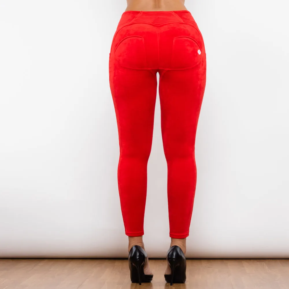 Red Chenille High Waist Lifting Leggings