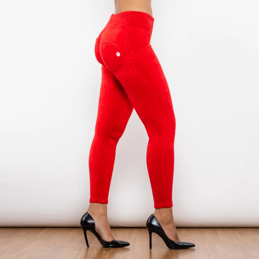 Red Chenille High Waist Lifting Leggings