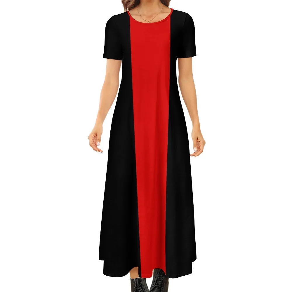 Short Sleeve Round-Neck Long Dress Round neck short sleeve dress