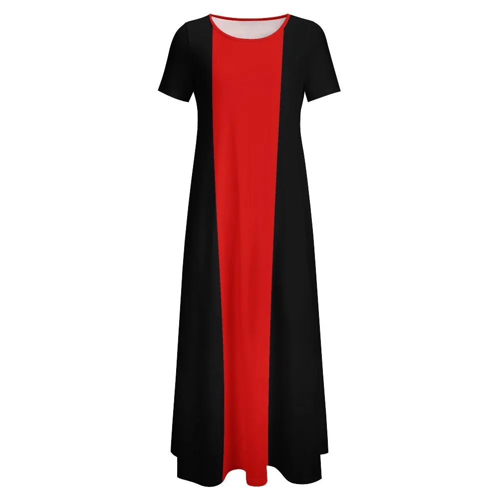 Short Sleeve Round-Neck Long Dress Round neck short sleeve dress