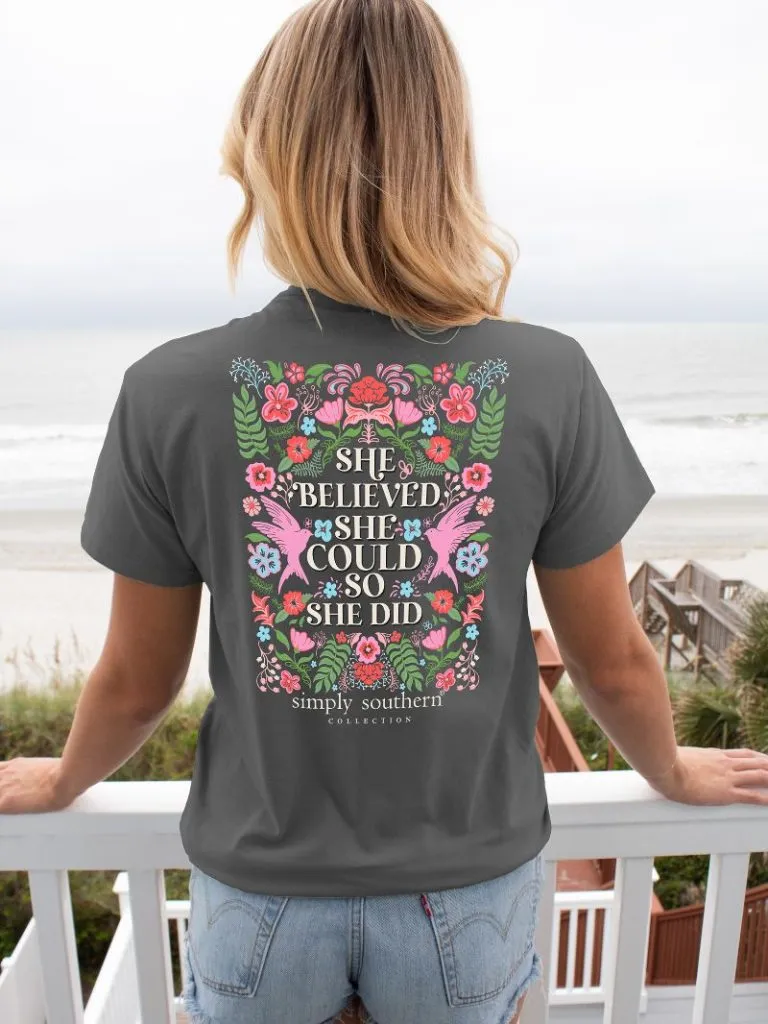 Simply Southern 'She Believed She Could' Floral Dove Tee