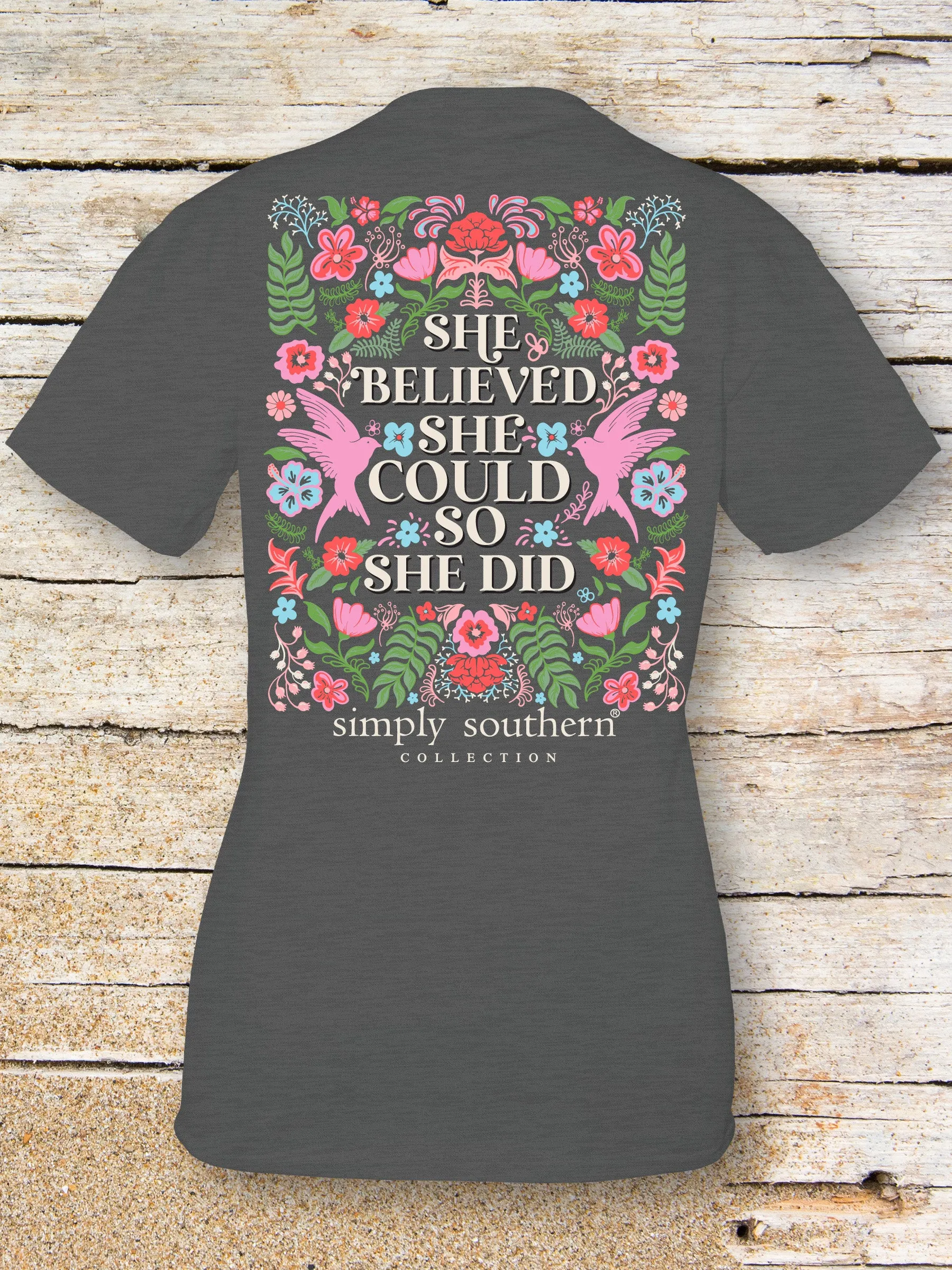 Simply Southern 'She Believed She Could' Floral Dove Tee