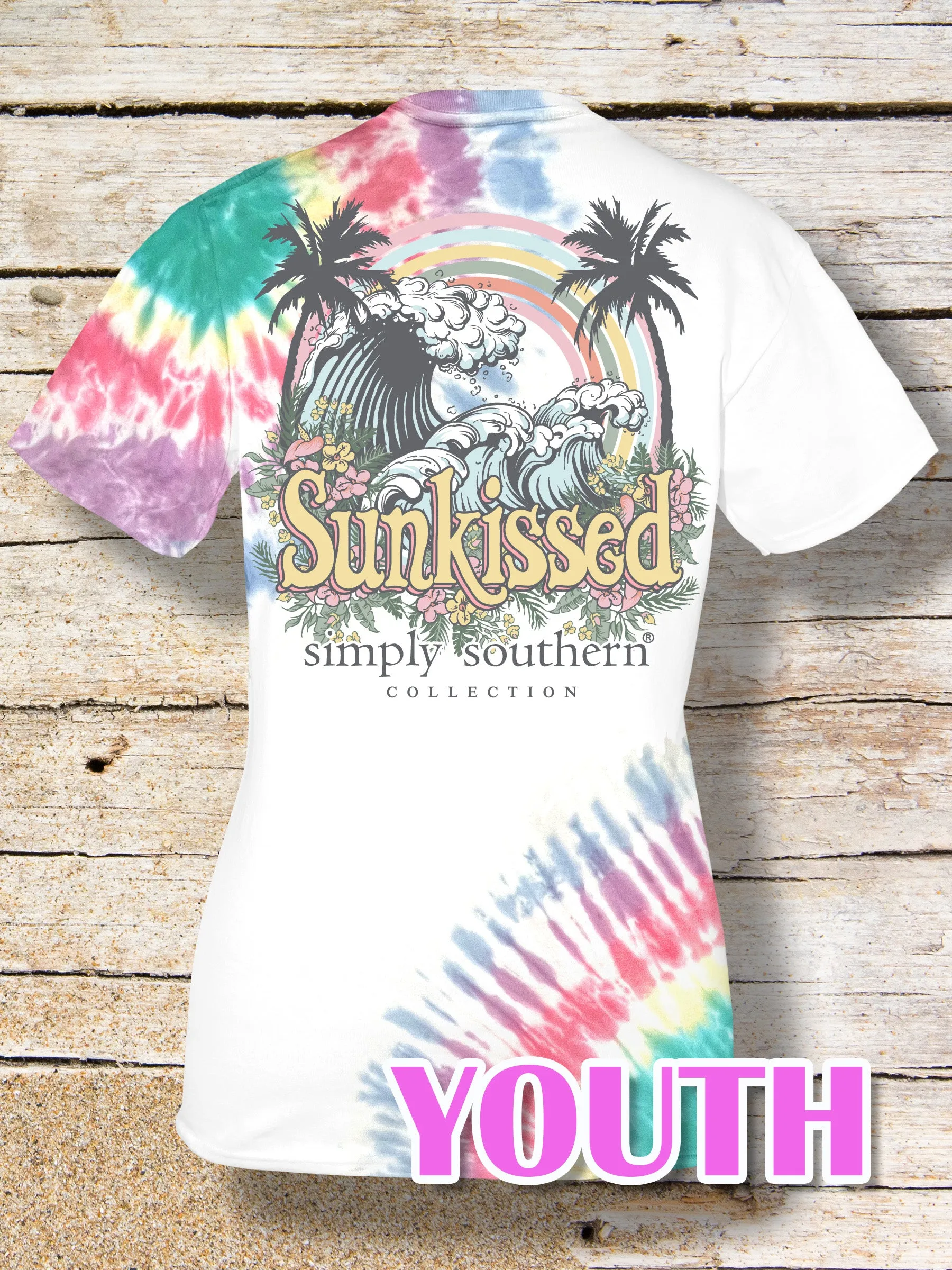 Simply Southern Tie Dye 'Sunkissed' Waves & Palms Tee in Adult and Youth Sizes