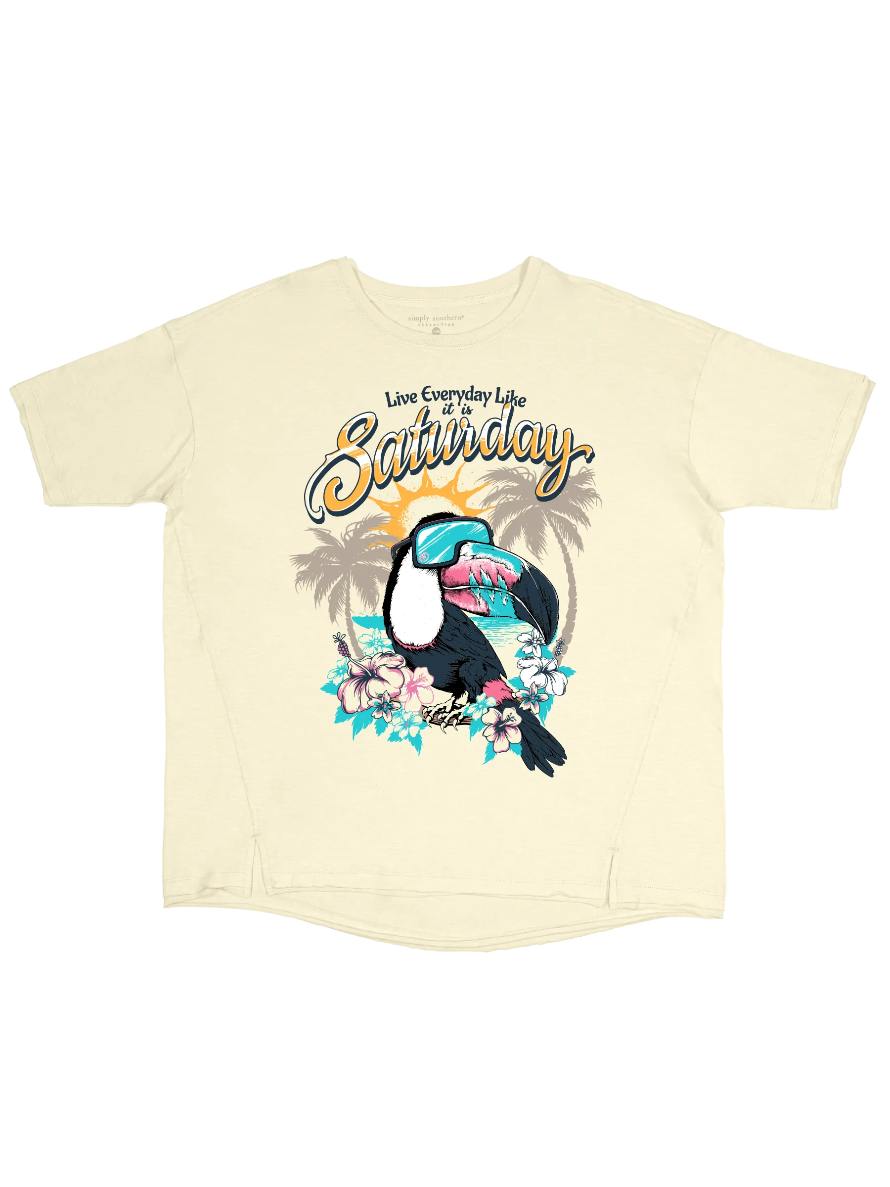 Toucan Paradise Boxy Tee - Live Every Day Like It's Saturday