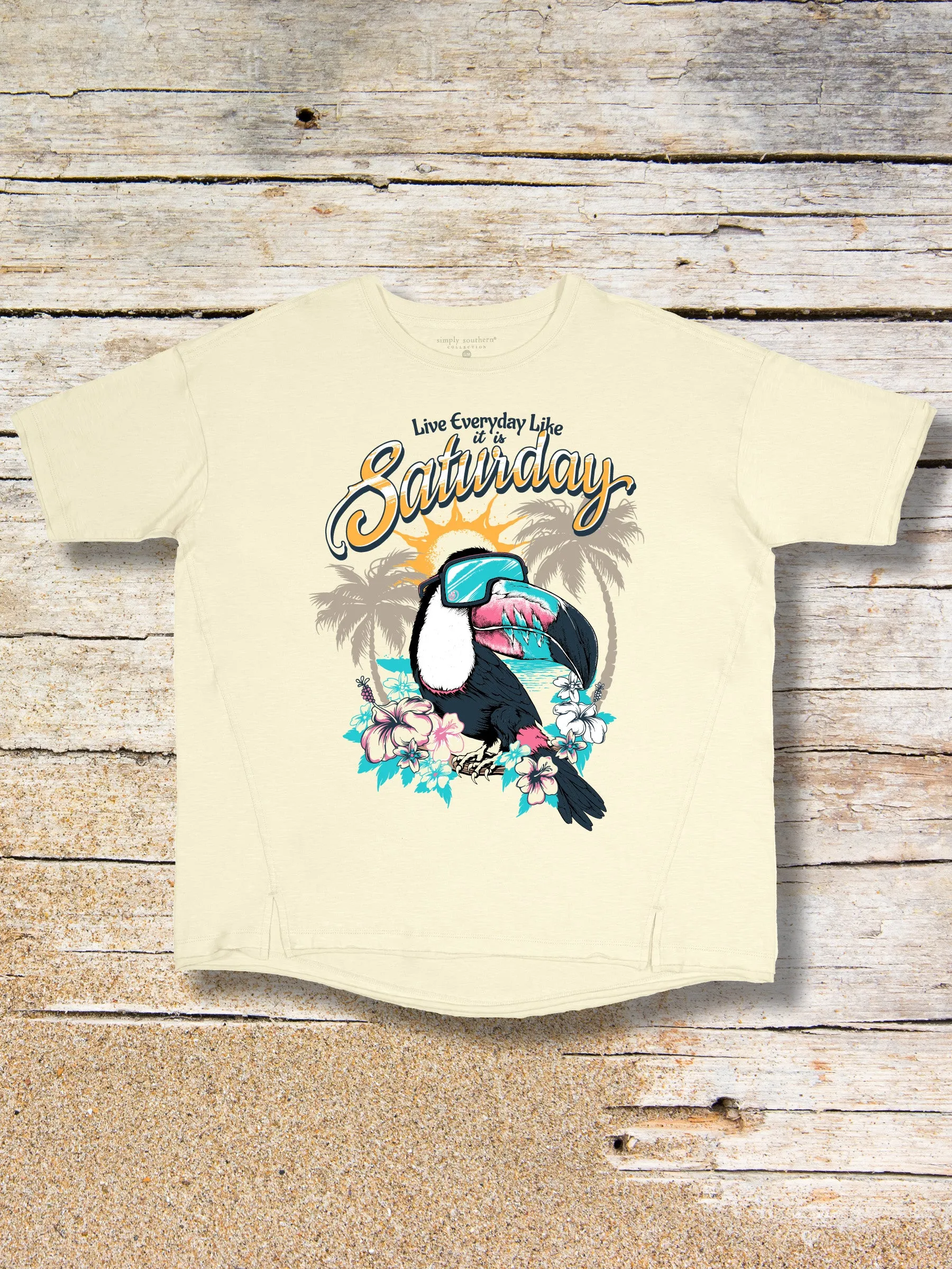 Toucan Paradise Boxy Tee - Live Every Day Like It's Saturday