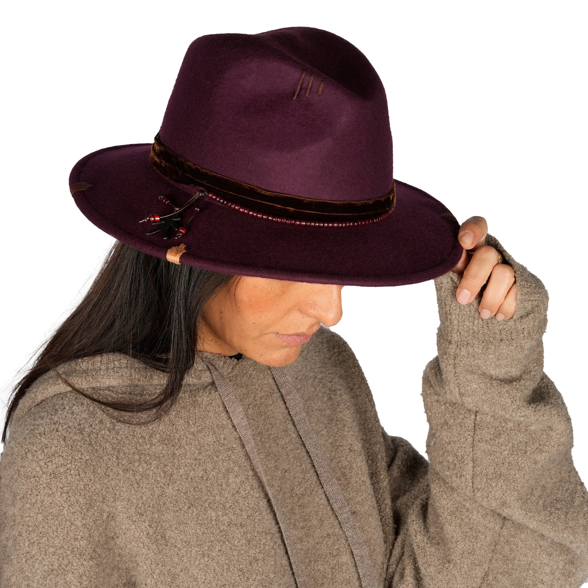 Velvet Hat Wool Burgundy