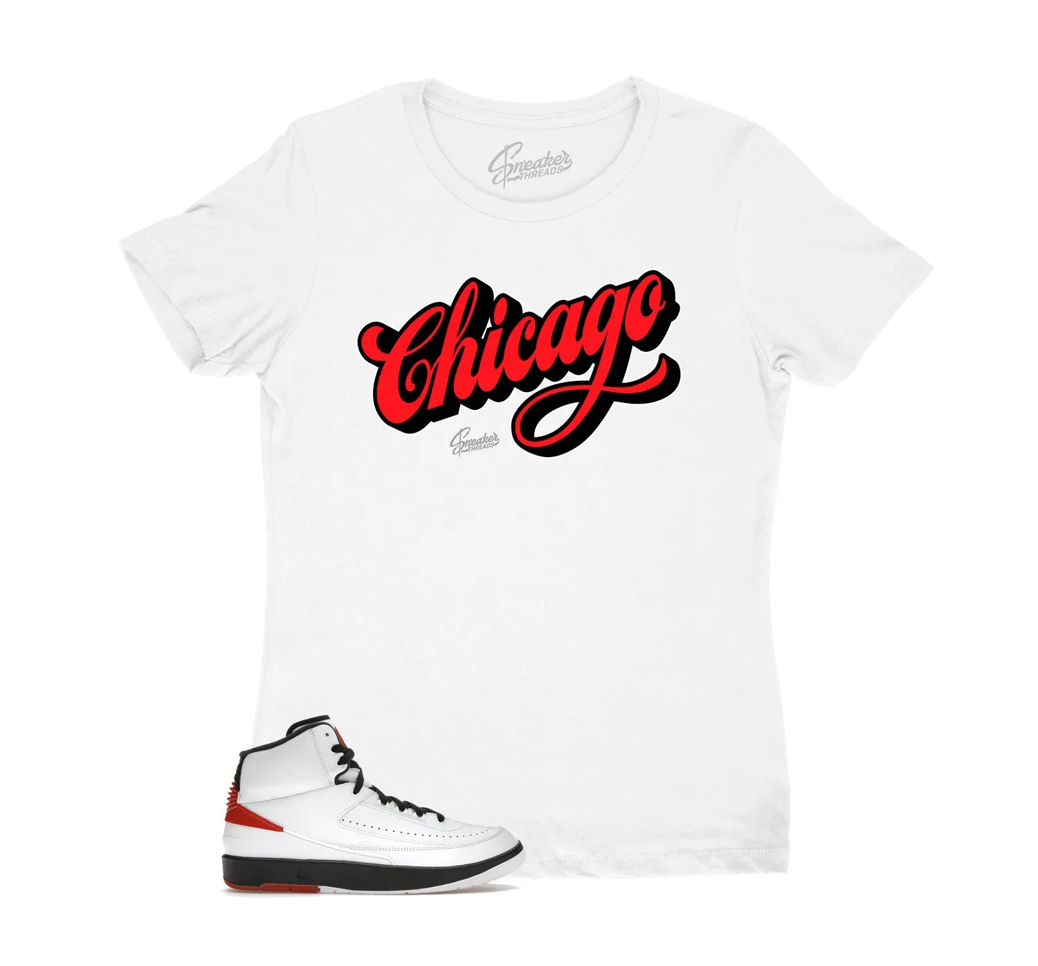 Womens Chicago 2 Shirt - Script - White