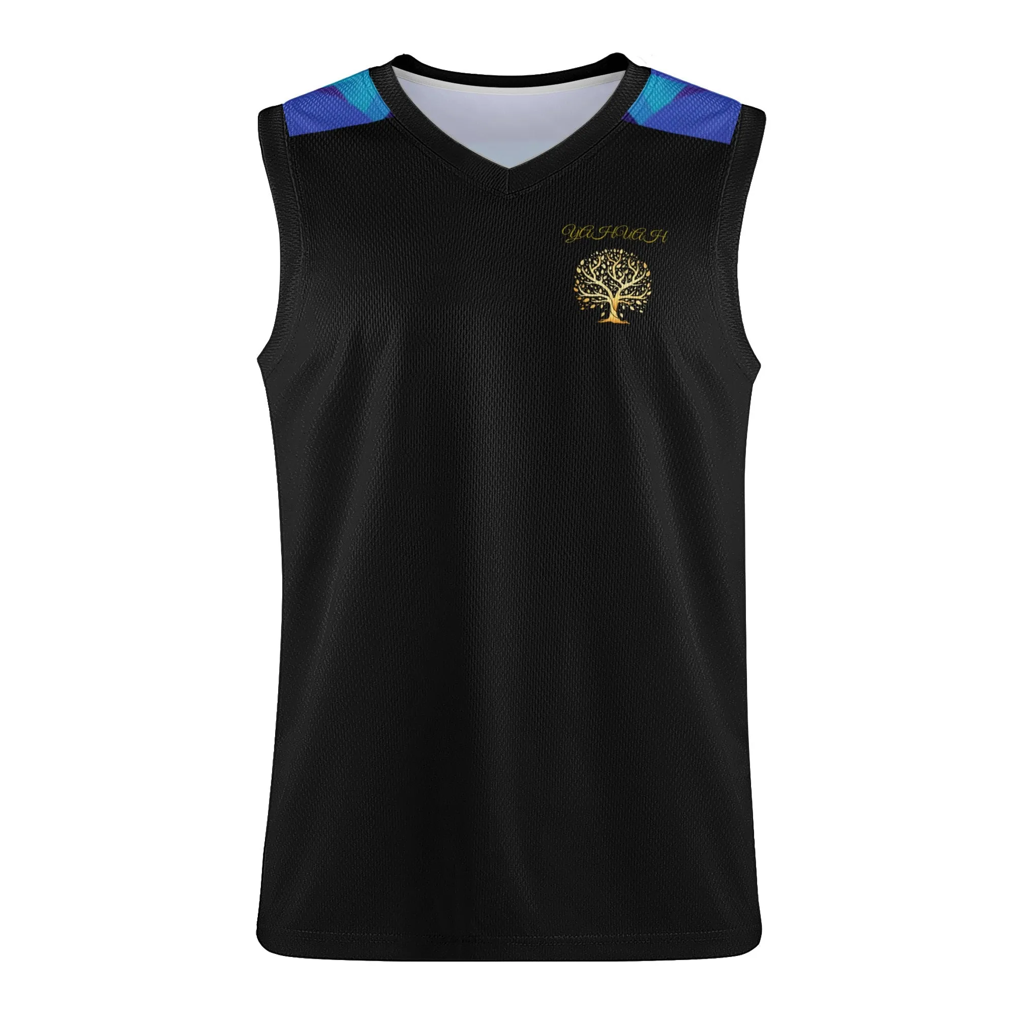 Yahuah-Tree of Life 01 Royal Men's Designer V-neck Basketball Jersey