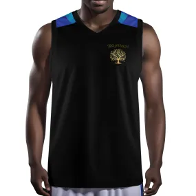 Yahuah-Tree of Life 01 Royal Men's Designer V-neck Basketball Jersey